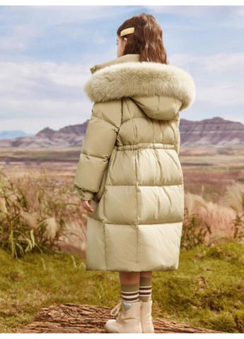 Зеленое зимнее Детское пальто No Brand