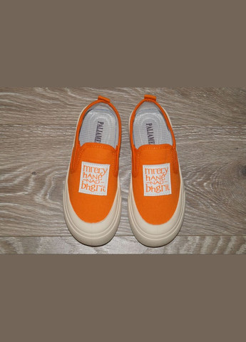 Оранжевые слипоны для девочки оранжевые Paliament с аппликацией, с логотипом, с белой подошвой