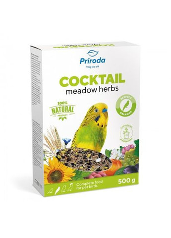 Корм Коктейль «Лугові трави + насіння льону» для хвилястих папуг, 500 г Природа (349861490)