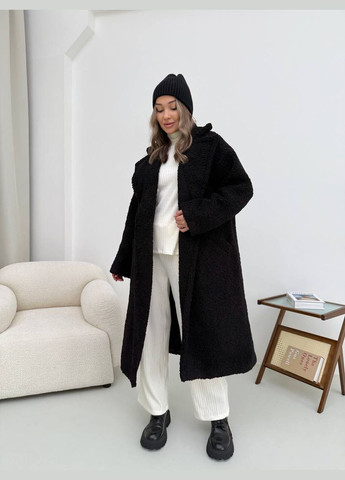 Чорне демісезонне Жіноче тепле пальто з хутра Тедді Fashion
