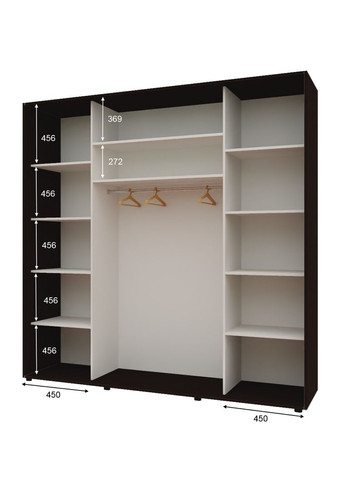 Шафа-купе тридверна 210*60*240 см Венге 3 двері ДСП Максі Комфорт Меблі (360472449)