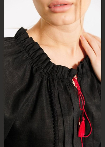 Вышиванка женская с красной вышивкой крестиком черная MKAR32896-1 Modna KAZKA (276650050)