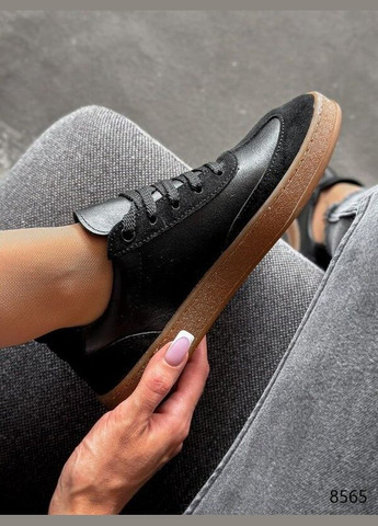 Черные кеды женские черные, натуральная кожа Mermaid Lilit