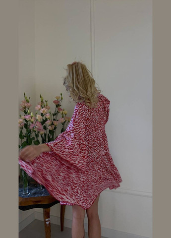 Красное повседневный, кэжуал, коктейльное, вечернее женское платье FINO Mode с цветочным принтом