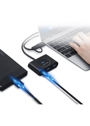 USB-хаб CR113 USB-A на 4 порти USB 3.0, кабель 50 см Black Ugreen (402877529)
