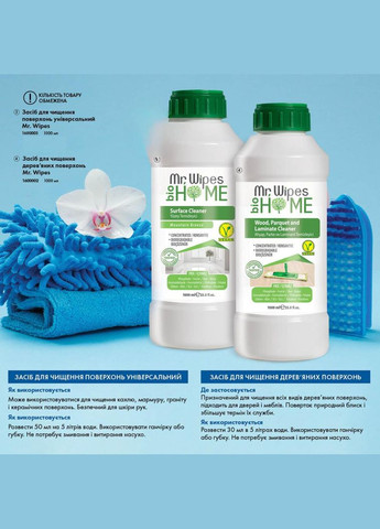 Засіб для чищення дерев'яних поверхонь Mr. Wipes 1 л Farmasi (294944646)