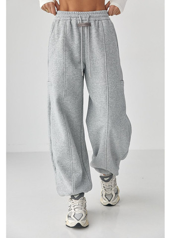 Однотонные теплые спортивные штаны с затяжками внизу Lurex (368276477)