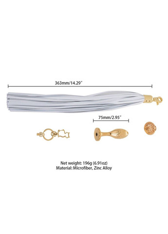 Металева анальна пробка Хвіст поні SEVANDA White Pony-Tail Anal Pear-shape Plug Lockink (315497933)