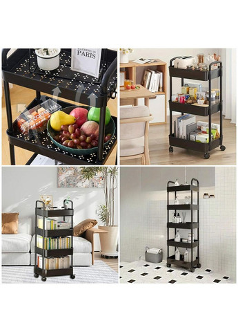 Этажерка мобильная пятиярусная универсальная пластиковая черная 41*25*127см Sticker Wall (300242110)