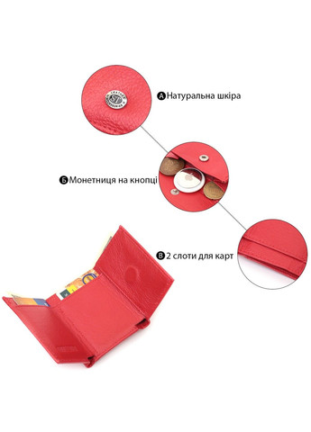 Компактне жіноче портмоне з монетницею із натуральної шкіри 22729 Червоний st leather (298111865)