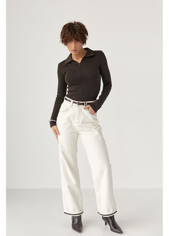 Приталений лонгслів-поло на блискавці Lurex (369776134)