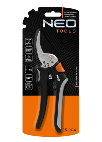 Секатор плоскостной, d реза 18мм, 200мм, 206г Neo Tools (315600665)