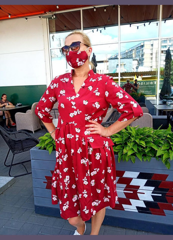 Малинова кежуал плаття-туніка кольору вишня 2 Льва