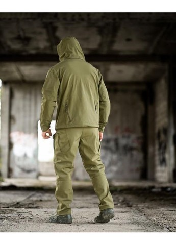 Тактический мужской демисезонный костюм SoftShell олива No Brand