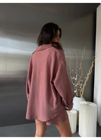 Костюм жiночий легкий шорти+сорочка кавового кольору 38232 No Brand (393437373)