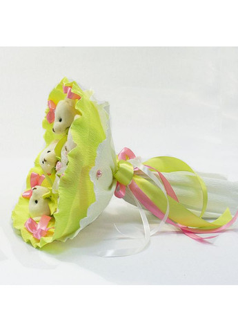 Букет з іграшок Ведмедики лайм із 5 іграшками текстильний подарунок для дівчаток декор для кімнати Igratoria (368755578)