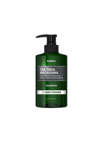 Натуральний шампунь проти лупи з ароматом дитячої присипки Tea Tree&Macadamia Deep Cleansing Shampoo Baby Powder, 500 мл Kundal (304274347)