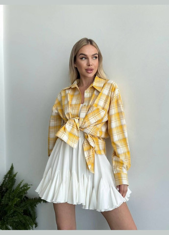 Желтая повседневный рубашка в клетку No Brand