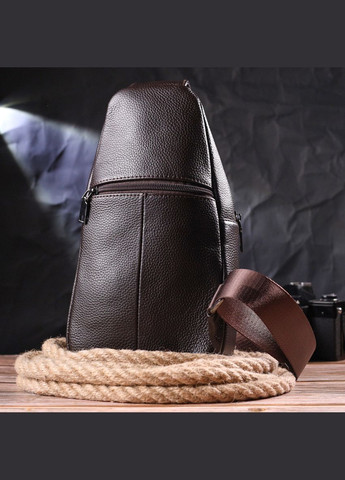 Сумка слинг мужская через плечо из натуральной фактурной кожи коричневая размер 17х30х8 см 21401 Vintage (362418210)