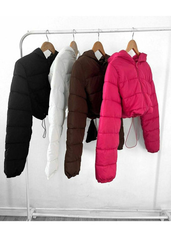 Черная демисезонная женская укороченная куртка-пуховик No Brand