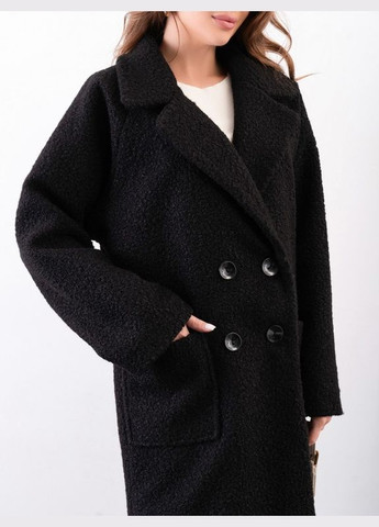 Черное демисезонное Черное пальто из букле с накладными карманами ISSA PLUS