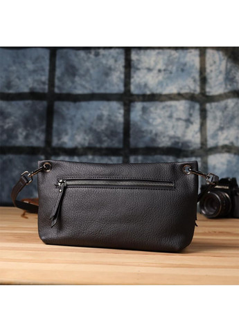 Сумка клатч через плече жіноча з натуральної шкіри для телефону та для документів маленька Чорний 38303 Vintage (355245182)