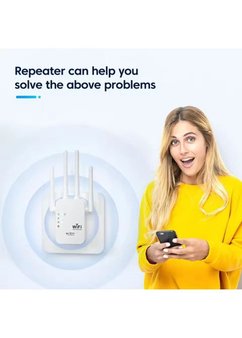 Беспроводной Wi-Fi усилитель-повторитель (репитер) сигнала 300 Мбит/с, 2.4 ГГц, с удлинением радиуса действия No Brand (365779845)
