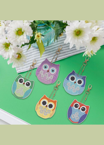 Набір брелків для алмазної мозаїки Сови 5шт ColorArt (300579278)