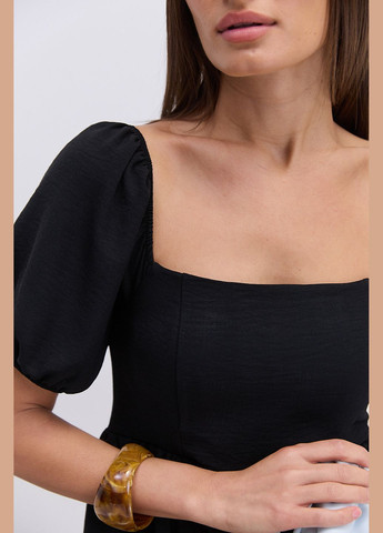 Чорна коротка літня сукня з відкритими плечима Arjen