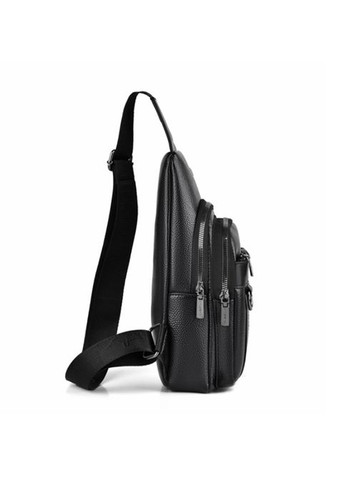 Чоловіча сумка бананка на груди Кенгуру з екошкіри чорна ProDobro (363258833)