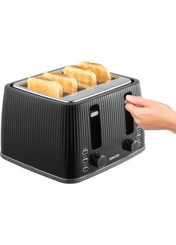 Тостер 1860Вт, підігрів, розморожування, 4 слоти, пластик, чорний Sencor (370622900)