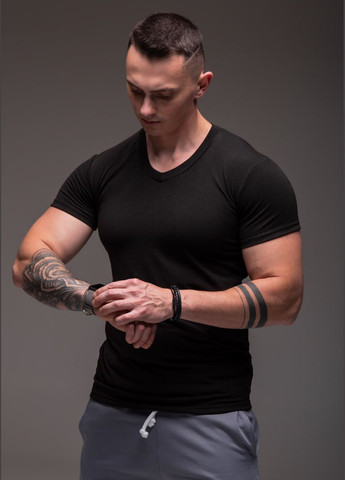 Чорна базова футболка з коротким рукавом Vakko