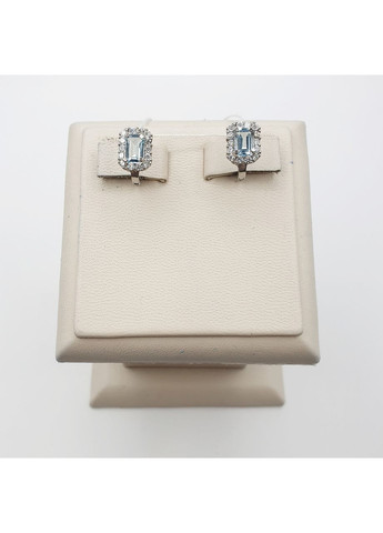 Сережки срібні з блакитним топазом 2,97 г No Brand (369737208)