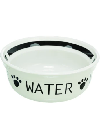 Миска Water керамическая для собак 0,25d 13 см бело-черная Trixie (355252721)