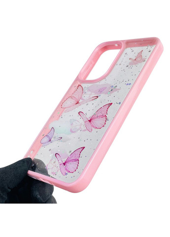 Чохол для Galaxy A36 5G (SM-A366U) з блискітками з метеликами на самсунг а36 5г рожевий Samsung (366387348)
