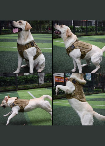 Шлея для собак K9 Long, тактичний жилет з ручкою, 4 металеві фастекси, Камуфляж М (62-84 см) No Brand (299915659)