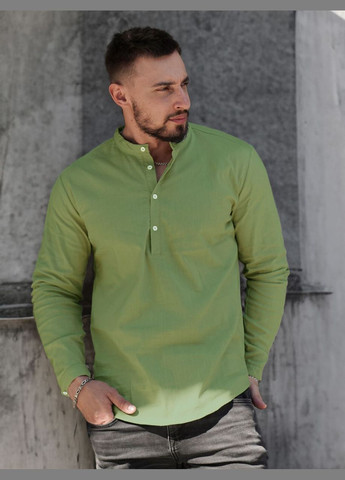 Зеленая классическая, кэжуал, повседневный рубашка однотонная Vakko