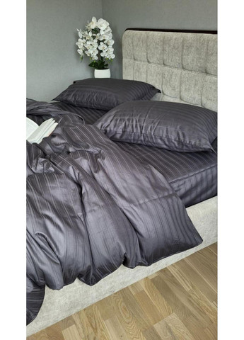 Постельное белье с резинкой Мульти страйп графит сатин, PREMIUM Семейный размер, наволочки 50/70 No Brand (363190429)