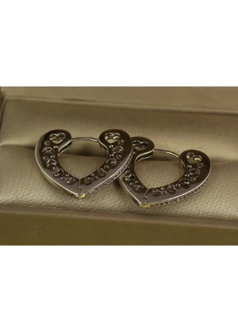 Сережки серце одна доріжка з бортиками 2 см сріблясті love-shopping Xuping Jewelry (354657715)