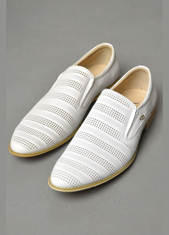 Белые классические туфли мужские белого цвета Let's Shop без шнурков