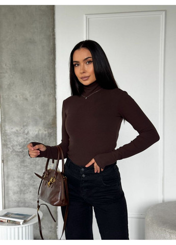 Коричневый демисезонный женский термогольф коричневого цвета 35384 No Brand