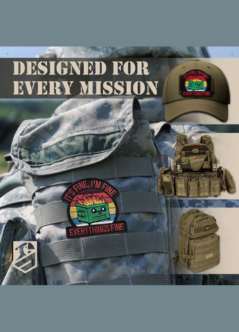 Набор шевронов 2 шт It is fine, I'm Fine Everythings Fine 7,3х7,6 см вышитый патч нашивка шеврон IDEIA (333034940)