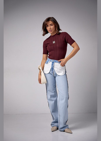 Фактурная вязаная футболка с брошью Liton - (296988271)