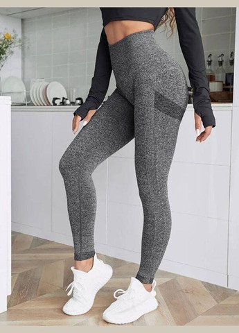 Комбинированные демисезонные леггинсы женские спортивные 6197 s серые Fashion