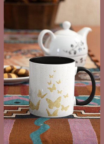 Чашка керамическая с принтом "Не Учительница золото" 330 мл, белая с черной ручкой No Brand (324262451)