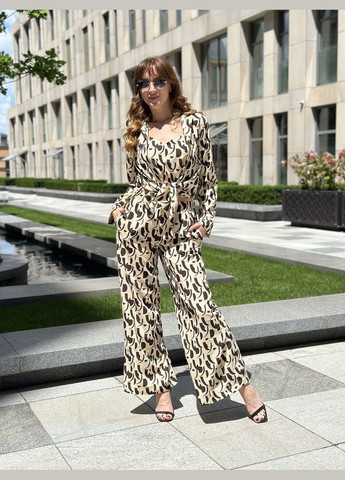 Женский костюм софт рубашка и штаны Капучино с шоколадным принтом Maybel (337702504)