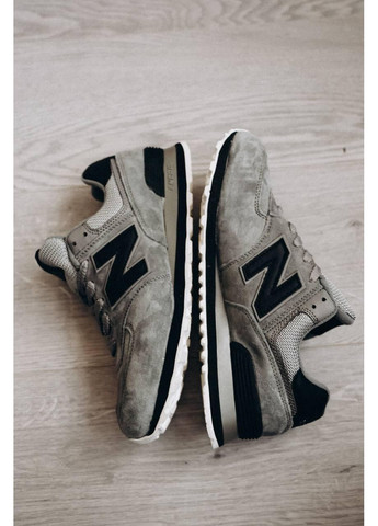 КРОССОВКИ ЖЕНСКИЕ NEW BALANCE 574 GREY BLACK V2 НЬЮ БЕЛАНС 574 No Brand серые демисезоны (368884556)