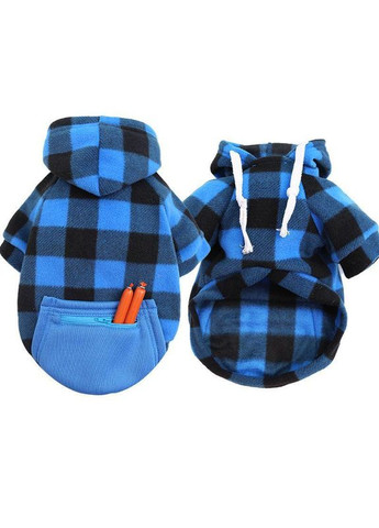 Худі для котів з кишенею Pet Style "Сосиска" Чорносиня клітинка 4XL No Brand - (323235215)