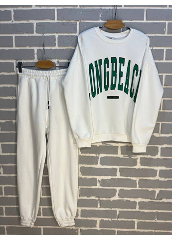 Костюм жіночий 399-488 спортивний утеплений світшот з написом оверсайз та штани на резинці Quzen (304062668)