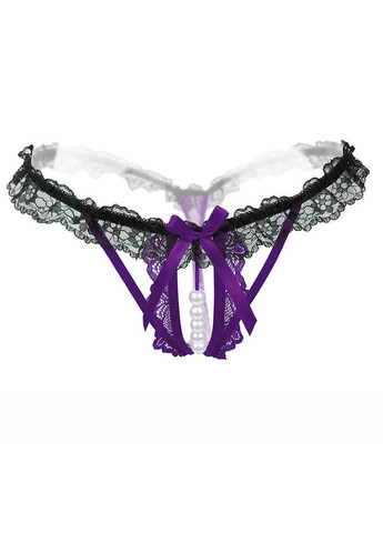 Еротичні Трусики Стрінги Жіночі з вирізом чорні з фіолетовим Розмір M - L China (317747394)